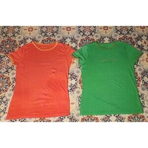 Calvin Klein Spell Out Shirts Blingy In Bright Spring Colors, Lot Of 2